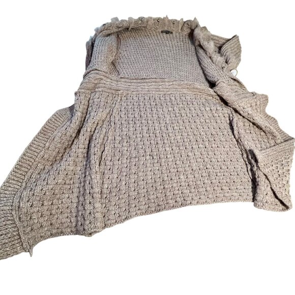 Sloni Brown Indie Chunky Knit Sweater Whimsigoth Granola Knit Fur Waffle Large - Picture 14 of 16